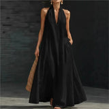 Clara Vestido de Algodón y Lino Maxi Halter