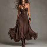 Adriana | Bohemian maxi-jurk met kant en ruches