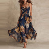 Marina | Bohemian maxi-jurk met bloemenprint en V-hals