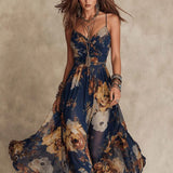 Marina | Bohemian maxi-jurk met bloemenprint en V-hals