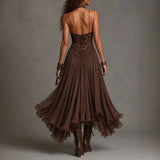 Adriana | Bohemian maxi-jurk met kant en ruches