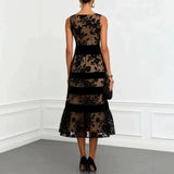 Odette Vestido Midi de Tul Bordado Floral