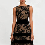 Odette Vestido Midi de Tul Bordado Floral