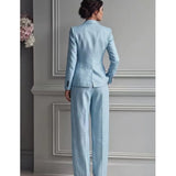 Victoria Conjunto de Traje Elegante con Blazer Entallada y Pantalón Ancho