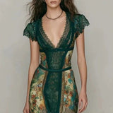 Daniela | Bohemian maxi-jurk met bloemenprint en kanten mouwen
