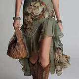Bianca | Maxi-jurk met bloemenprint en asymmetrische ruches