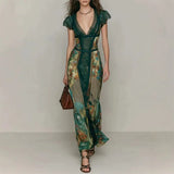 Daniela | Bohemian maxi-jurk met bloemenprint en kanten mouwen