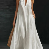 Clara Vestido de Algodón y Lino Maxi Halter