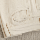 Katoenen broek met denim look en dubbel geplooide pasvorm