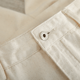 Katoenen broek met denim look en dubbel geplooide pasvorm