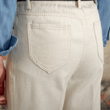 Katoenen broek met denim look en dubbel geplooide pasvorm