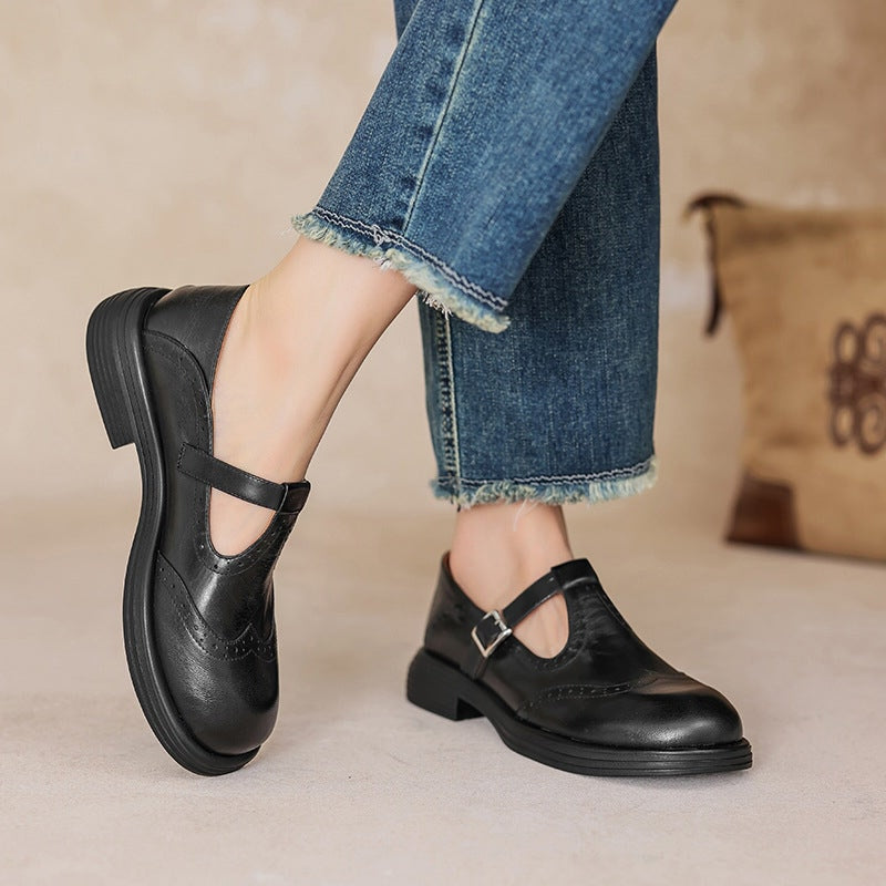 Mary Jane Schoenen met elegant leer en comfortabele zool