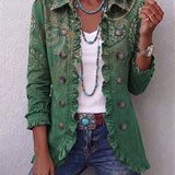 Jacinta | Chaqueta Cachemira Verde con Volantes