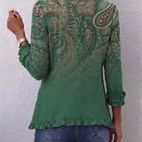 Jacinta | Chaqueta Cachemira Verde con Volantes
