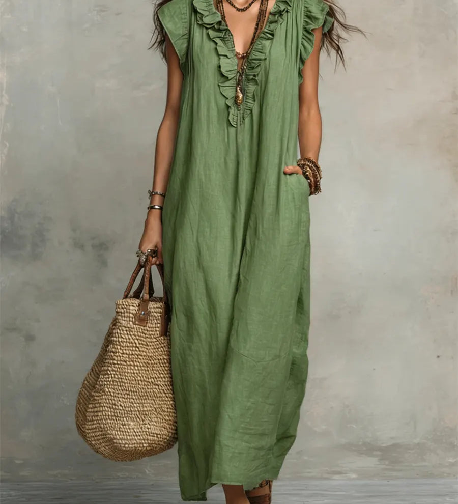 Camelia Vestido Maxi Bohemio con Escote en V