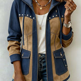 Adriana | Chaqueta con Capucha en Marino y Camel