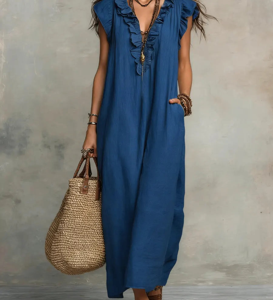 Camélia | Luchtige boho maxi-jurk van linnen en katoen