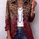 Tomasa | Chaqueta Blazer Leopardo Vino con Volantes