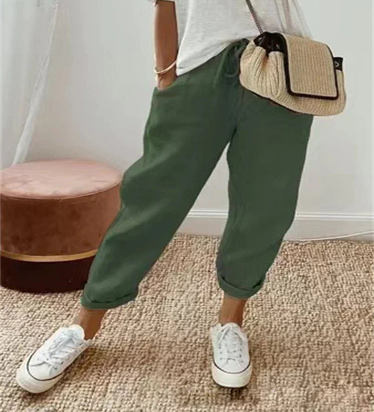 Poppy | Katoenen linnen broek met elegante pasvorm voor dagelijks gebruik