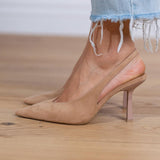 Slingback pumps met puntige neus en elegante hak