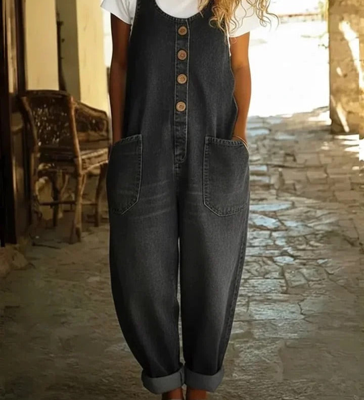 Denim jumpsuit met luchtige pasvorm voor dagelijks comfort