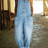 Denim jumpsuit met luchtige pasvorm voor dagelijks comfort