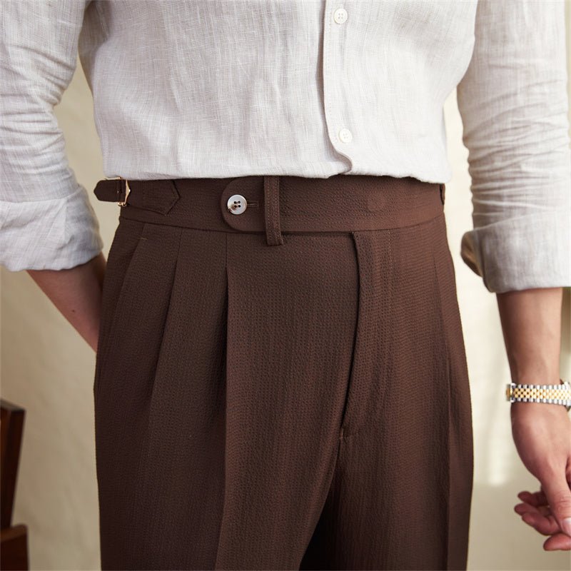 Seersucker broek met lichtgewicht comfort en verstelbare taille