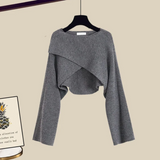 Pauline | Set met wijde pantalon, oversized blouse en cropped sweater