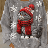 Maelle | Kersttrui met kattenprint en capuchon voor dagelijks gebruik