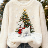 Fauvette | Flanellen top met retro kerstprint en lange mouwen