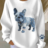 Trui met speelse Frenchie print en zachte, comfortabele stof