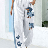 Joggingbroek met speels teckelpatroon en comfortabele pasvorm