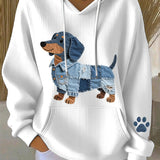 Sweatshirt met kunstzinnig Teckelprintmotief en patchwork details