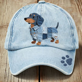 Huisdierenjasje met patchwork denim look en teckel applicatie