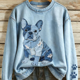 Sweater met denim look en zachte binnenkant voor dagelijks comfort