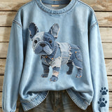 Sweater met denim look en zachte binnenkant voor casual comfort
