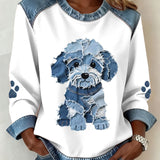 Hoodie met patchwork en denimprint voor een speelse look