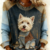 Hoodie met retro patchwork en dierenprint voor casual dagen