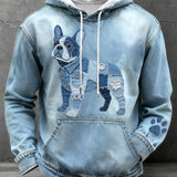 Hoodie met denim look en opvallende print voor casual stijl