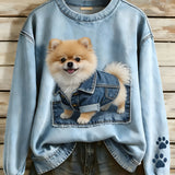 Sweatshirt met retro patchwork print en comfortabele pasvorm