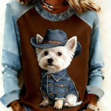 Hoodie met dierenprint en retro patchwork details