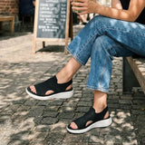 Anne | Sandalen met platform, van ademend materiaal voor dames