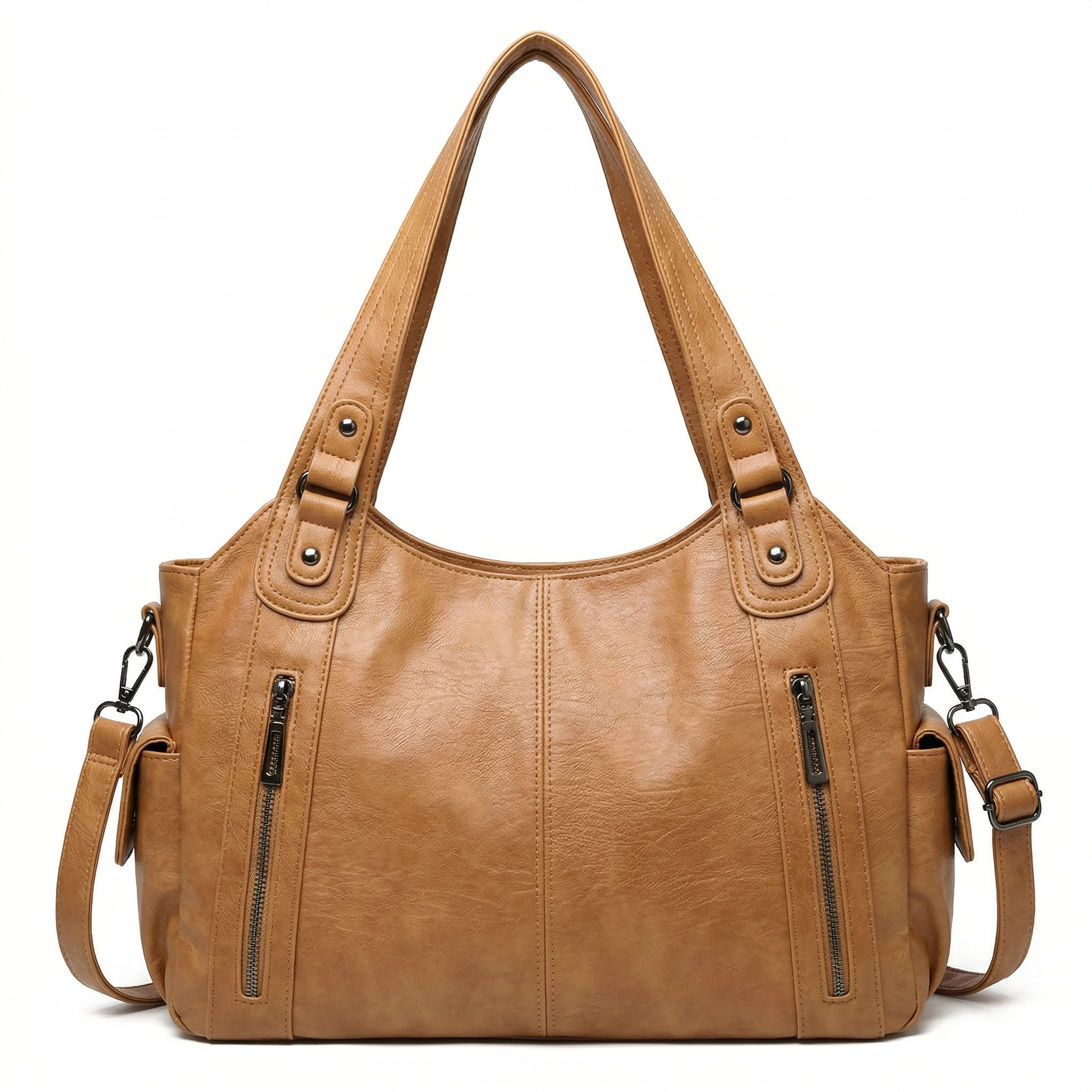 Leren tas met ritsen voor dagelijks gebruik en stijl