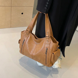 Leren tas met ritsen voor dagelijks gebruik en stijl