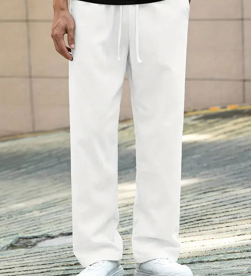 Linnen broek met rechte pasvorm en ademend draagcomfort
