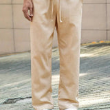 Linnen broek met rechte pasvorm en ademend draagcomfort