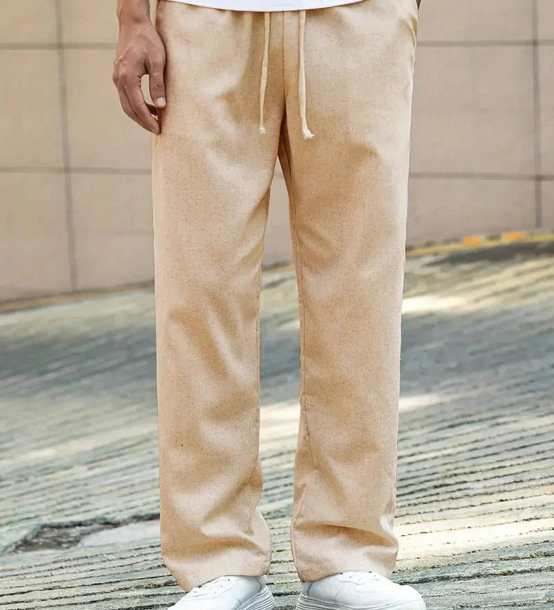 Linnen broek met rechte pasvorm en ademend draagcomfort