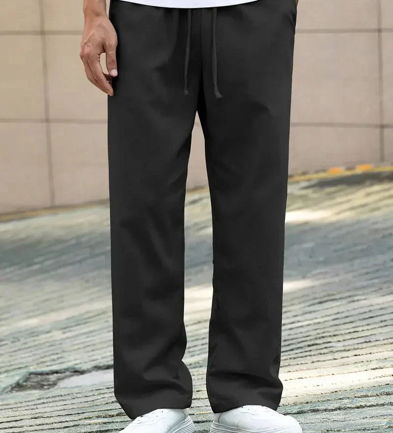 Linnen broek met rechte pasvorm en ademend draagcomfort