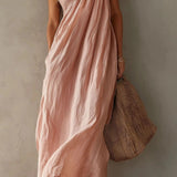 Adriana Vestido Maxi Asimétrico de Efecto Lino