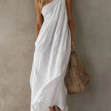 Adriana Vestido Maxi Asimétrico de Efecto Lino